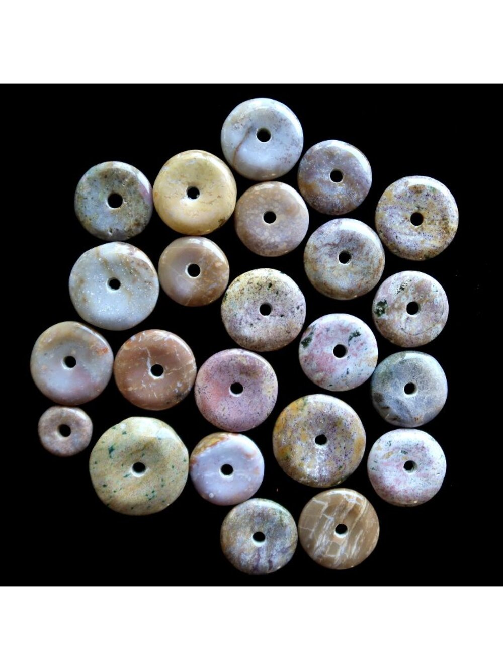 23 Jasper Donut Gemstone Bulk Lot Brown Purple Crystal Stand Focal Pendant